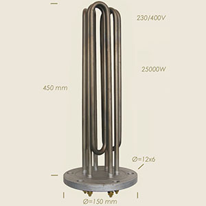 714-AB - REZISTENTA GHIDINI CU FLANSA Ø 150 6 FORI L=450 25000 W