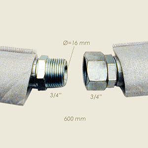 765-B - TUB TEFLON INOX CU RACORD 3/4"M 3/4"F L=600 CON GUAINA ISOLANTE