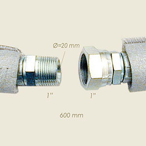 765-C - TUB TEFLON INOX CU RACORD 1"M 1"F L=600 CON GUAINA ISOLANTE