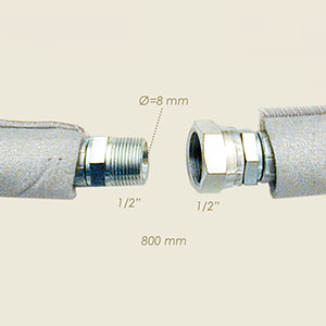 766-A - TUB TEFLON INOX CU RACORD 1/2"M 1/2"F L=800 CON GUAINA ISOLANTE