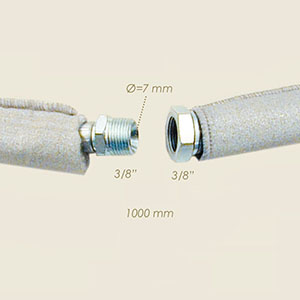767 - TUB TEFLON INOX CU RACORD 3/8"M 3/8"F L=1000 CON GUAINA ISOLANTE