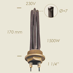 786-B - REZISTENTA CU FLANSA 1 1/4" L=160 1500 W CU SONDA