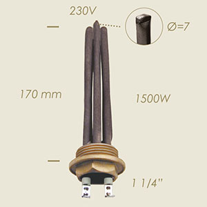 786-CL - REZISTENTA CU FLANSA 1 1/4" FASTON L=170 1500 W CU SONDA