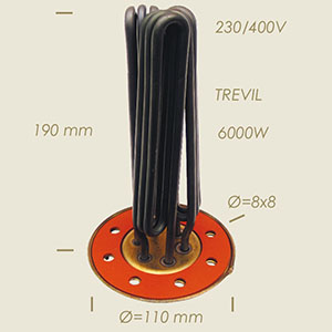 786-FB - REZISTENTA FABER TREVIL CU FLANSA Ø 110 8 FORI L=190 6000 W
