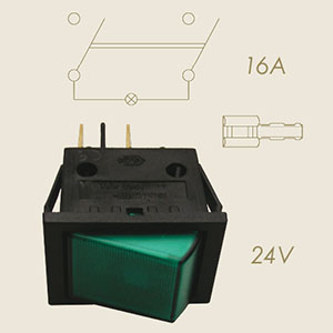 800-NA - INTERUPATOR LUMINOS 4 FASTON VERDE 24 V