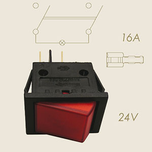 800-NB - INTERUPATOR LUMINOS 4 FASTON ROSSO 24 V