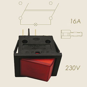 801 - INTRERUPATOR LUMINOS 4 FASTON ROSSO 220 V