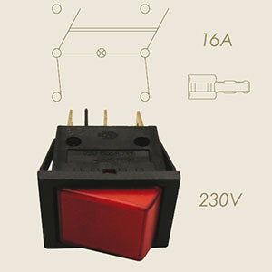 801-A - INTRERUPATOR LUMINOS 6 FASTON ROSSO 220 V